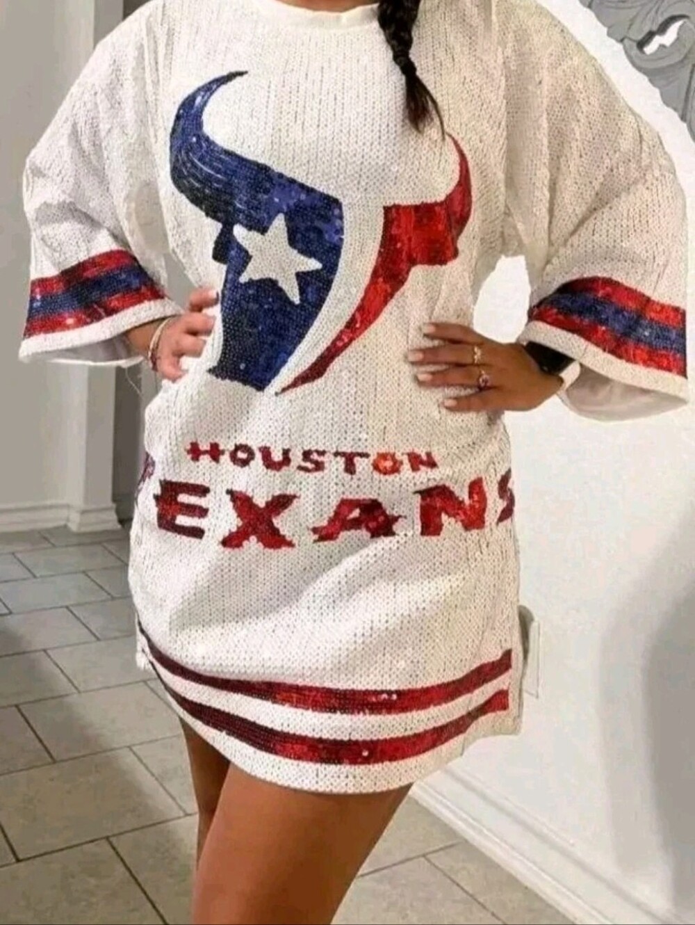 Houston Texans White Sparkly Bling Jersey
